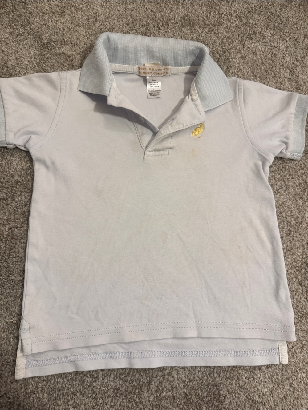 The Beaufort Bonnet Company Light Blue Kids Polo with Yellow Embroidered Logo